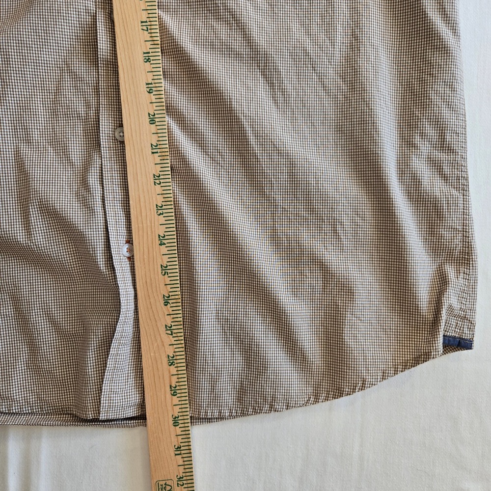 Weatherproof Vintage Mens L Brown Checkered Contrast Cuffs Long Sleeve Shirt - Picture 8 of 10